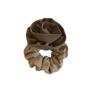 枯萎玫瑰~复古咖色花朵大肠发圈女秋冬慵懒风头绳发饰扎头丸子头