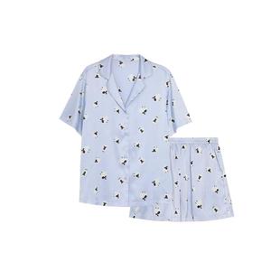 ubras流光家居服缎面轻薄短袖套装冰丝凉感情侣睡衣男女新