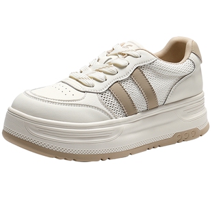 森达透气板鞋女26年夏季新款商场同款厚底小白鞋休闲运动风XYD02