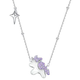 周大生独角兽纯银项链轻奢小众星星梦幻锁骨链高级生日礼物送女生