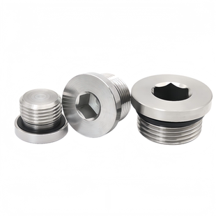 瑞邦304不锈钢内六角带ED圈法兰面堵头管帽油塞G1/8 G1/4 M10*1