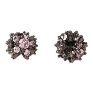 铜镀厚银镶粉锆保色梅花隔珠手工diy珍珠手链项链枪黑色串珠材料