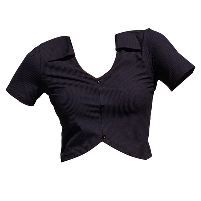 一梵瑜伽t恤V领短袖带胸垫