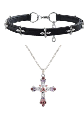 张元英同款暗黑系十字架项链