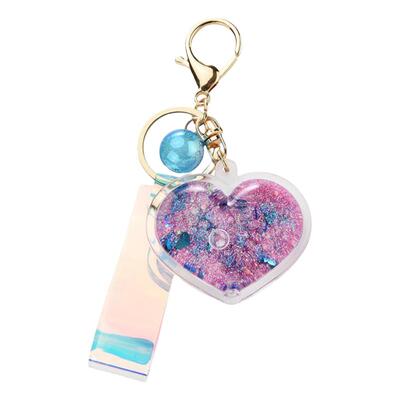 创意入油流沙爱心钥匙扣时尚潮流包包小挂件精致可爱情侣礼品