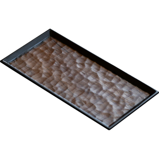 三点水胡桃木锤纹长方盘实木壶承干泡茶盘中式轻奢茶具茶托盘茶台