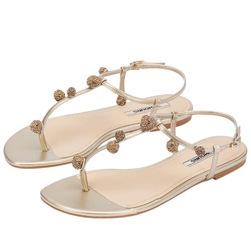 73hours气质水钻平底凉鞋