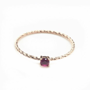 翁氏珠宝纯 紫金585指环韩版彩锆细版戒指14K玫瑰金送女