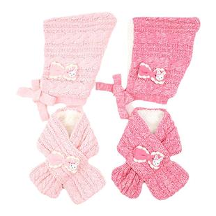 韩国winghouse可爱冬季女童公主保暖毛线加绒护耳帽子+围脖套装