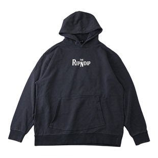 ripndip贱猫恶搞the beatles披头士水洗深蓝色套头连帽卫衣帽衫