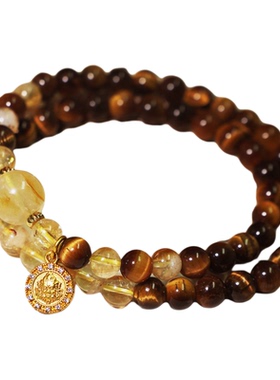 天然黄虎眼手链女款招财水晶转运