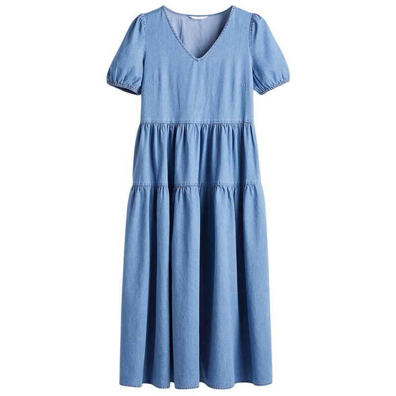 HM女装连衣裙夏季潮流时尚休闲分层牛仔连衣裙1303317