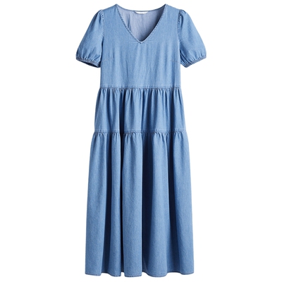 HM女装连衣裙春季潮流时尚休闲分层牛仔连衣裙1303317