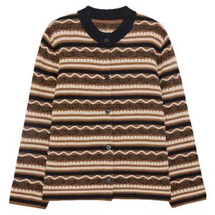 MOORING泊秋冬绵羊毛复古波浪纹针织开衫毛衣上衣女