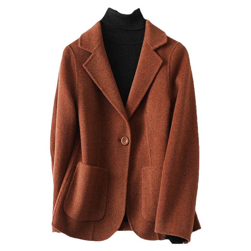 毛呢外套女短款西装领修身西服式