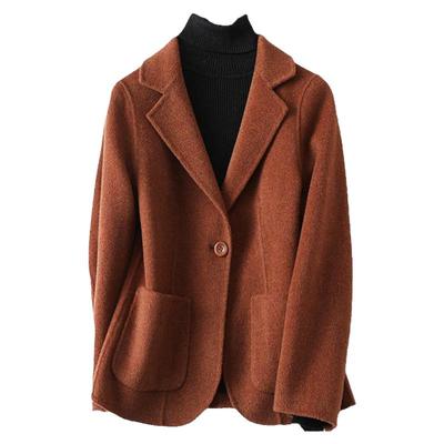 毛呢外套女短款西装领修身西服式