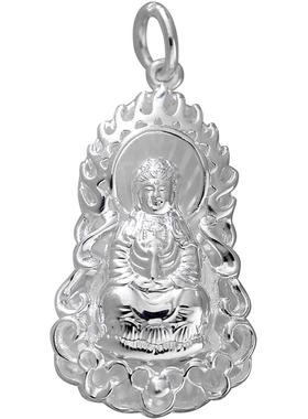 听雷S999纯银本命佛吊坠男士龙年千手观音十二生肖守护神女士项链
