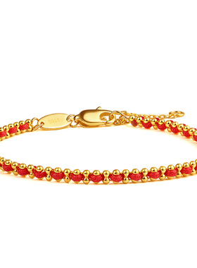 福茹记小吉绳红绳手链纯银手编绳精致高级感生日叠戴神器经典百搭