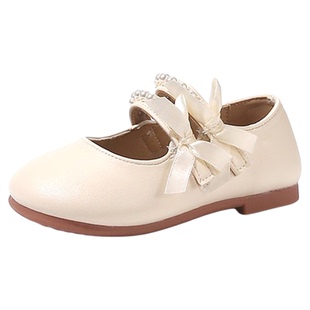 2026春新款女童珍珠浅口单鞋法式温柔风公主鞋软底防滑配裙子皮鞋