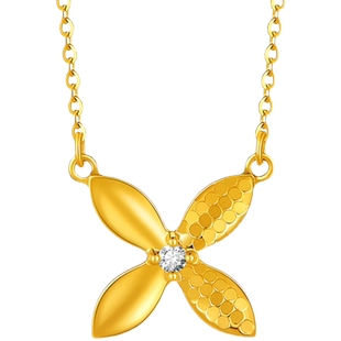 金至尊小乔黄金项链丁香花硬足金颈链镶嵌钻石项链送女友生日礼物