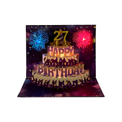 生日礼物高级感音乐灯光立体贺卡3d创意蛋糕手工纸雕定制代写卡片