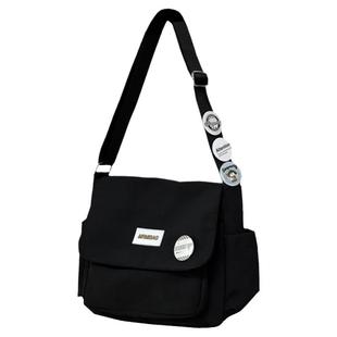 茶话会日系ins简约百搭邮差包休闲斜挎包包女 学生上课通勤包潮男