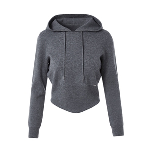 朗姿莱茵福莱尔羊毛针织套装抽绳连帽短款卫衣高腰直筒裤26春新款