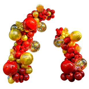 红色气球链结婚开业新年会乔迁装饰场景订婚宴半拱门背景立柱支架