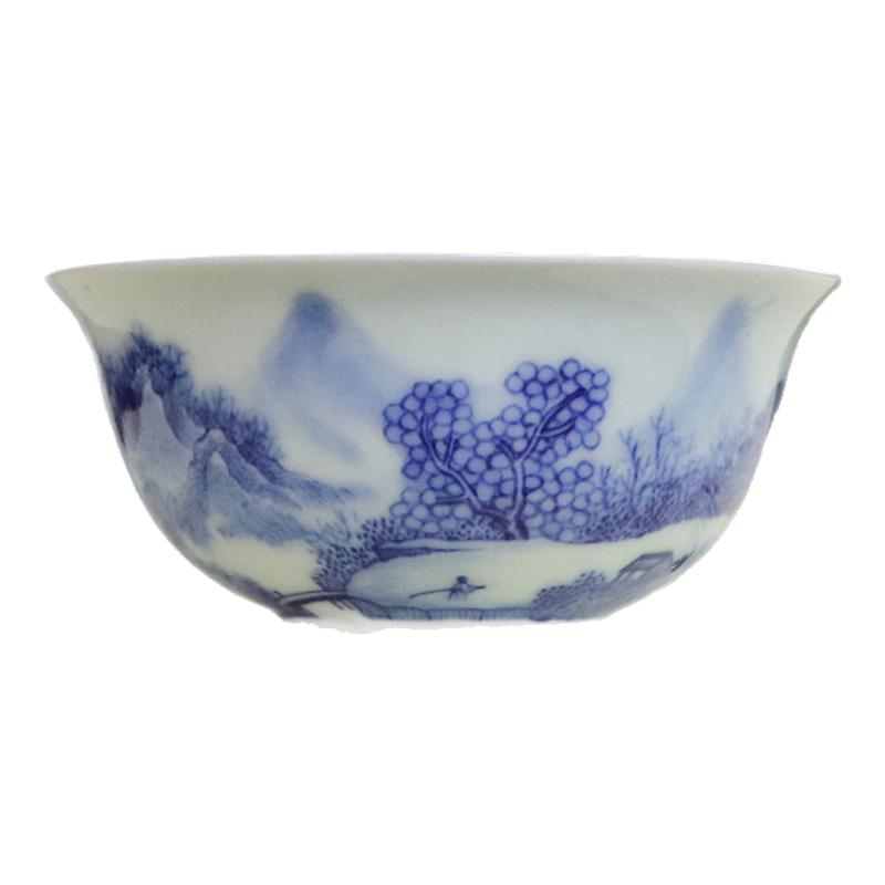 景德镇仿古青花山水陶瓷茶杯