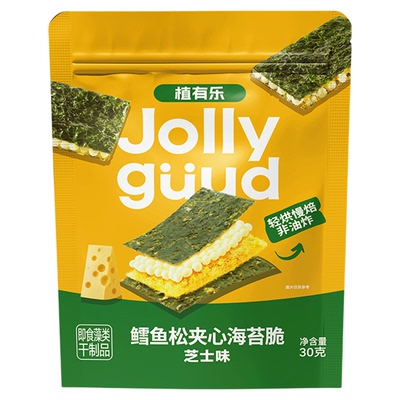 【植有乐】鳕鱼松夹心海苔脆芝士芥末味30g装解馋儿童零食鲜酥脆