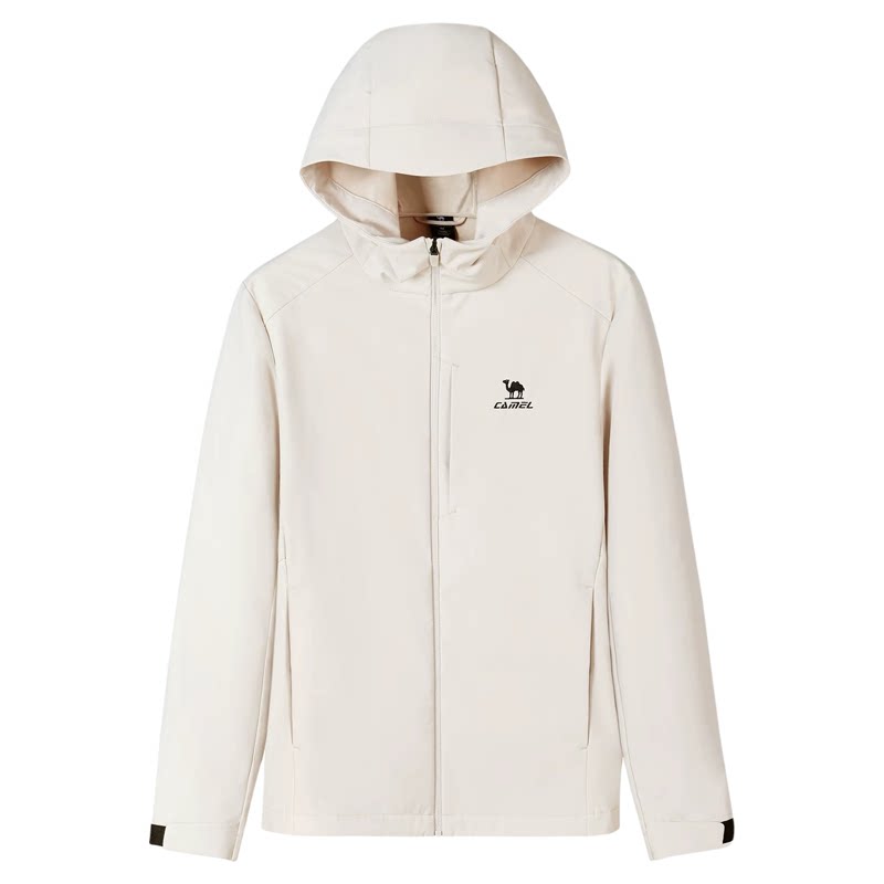 骆驼自在运动外套梭织加绒登山服秋冬防水防寒保暖上衣连帽茄克