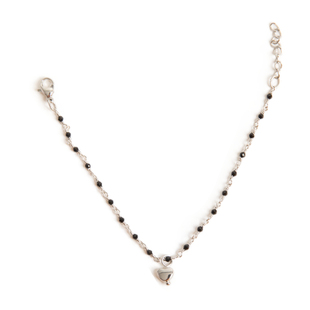 bm手链爱心女新款银色链条黑色珠子桃心吊坠百搭潮brandymelville