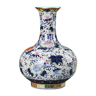 宁封窑手绘仿古景德镇花瓶陶瓷瓶中式客厅摆件青花瓷博古架瓷器