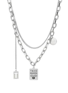 欧美饰品双层钛钢锁骨毛衣链