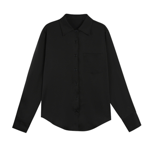 MULVAN 白色缎面衬衫女高级感秋季新款宽松显瘦长袖气质衬衣