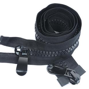 5号8号树脂粗牙齿开口拉链外套羽绒服拉锁双面穿旋转拉头漂白黑色