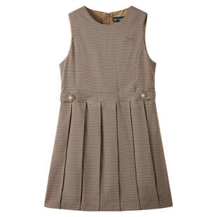 eland kids衣恋童装女童连衣裙秋冬英伦学院风格纹无袖裙