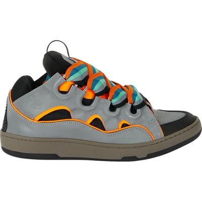 【折扣】Lanvin男织带边饰皮革高帮鞋运动鞋