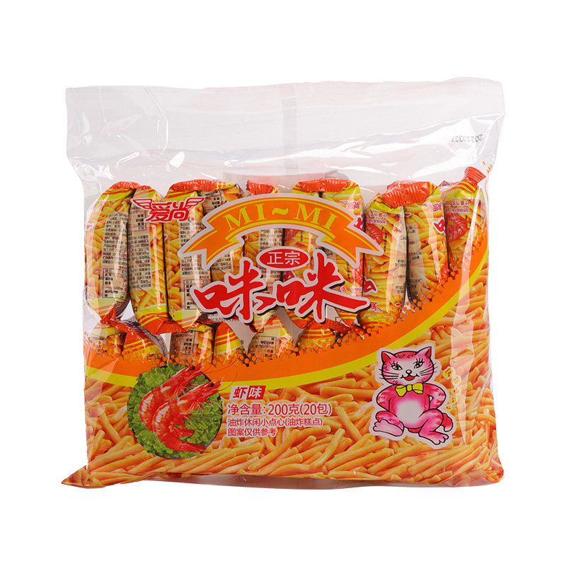 爱尚咪咪虾条蟹味粒小包装怀旧经典休闲零食品好吃薯片童年办公室