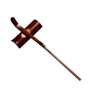 老煤竹茶拨带搁架两件套 老竹茶扒 竹节搁架茶匙架茶针搁茶拨搁架