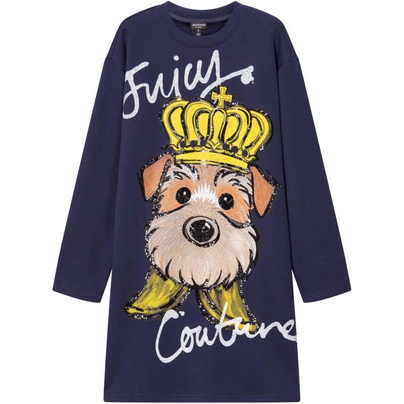 Juicy Couture橘滋连衣裙女26秋冬新款小狗印花亮片宽松T恤长裙