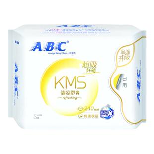 ABC卫生巾女日用240mm KMS清凉棉柔10包80片护翼姨妈巾官方正品