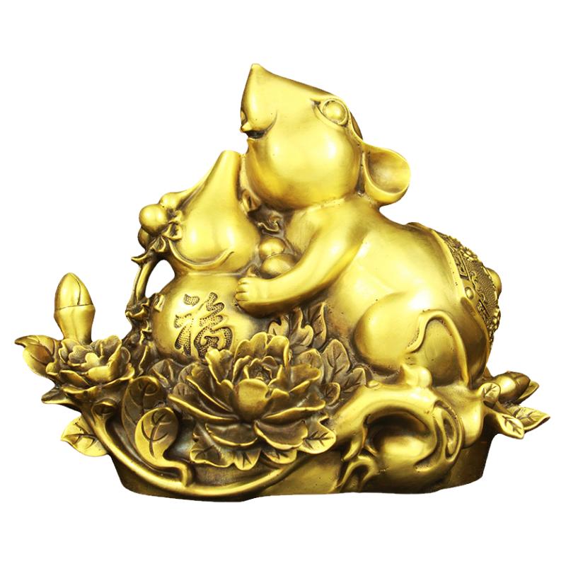 聚宝盆鼠客厅钱袋纯黄铜十二生肖