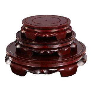 仿红木木质底座花盆鱼缸花瓶奇石头铜器摆件托架佛像实木圆形托盘