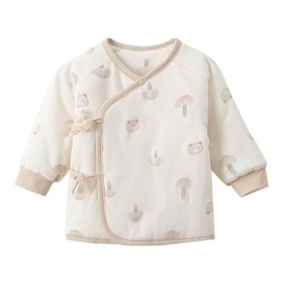 新生婴儿纯棉加厚夹棉系带上衣服