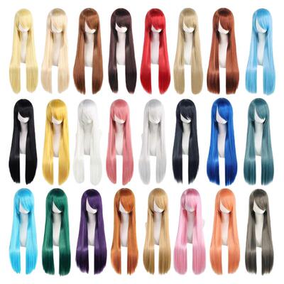 万用cos假发80cm彩色长直发毛娘练手造型cosplay玫瑰网假毛头套