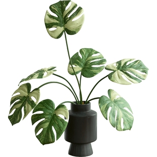 高品质绿植龟背叶红掌叶手感植物假花仿真花客厅插花桌面装饰摆件