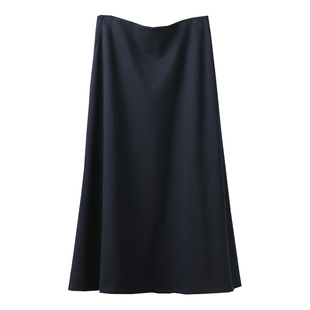 秋冬羊毛呢有兜半身裙 高腰拉链显瘦气质中长款A字裙 双层有里衬