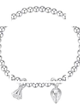 正品两世欢手链女足银999光珠银