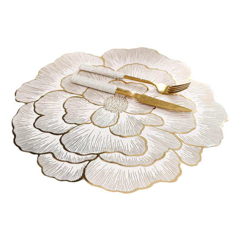 【9.9/2张】牡丹花荷花创意装饰餐垫pvc桌垫隔热防滑防烫杯垫餐垫